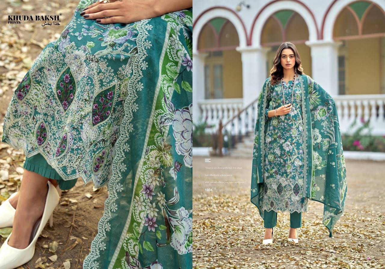DASTAAN-E-JASHAN HITLIST By KHUDHA BAKSH 1003 To 1008 Series Beautiful Pakistani Suits Colorful Stylish Fancy Casual Wear & Ethnic Wear CHIKANKARI Embroidered Dresses At Wholesale Price